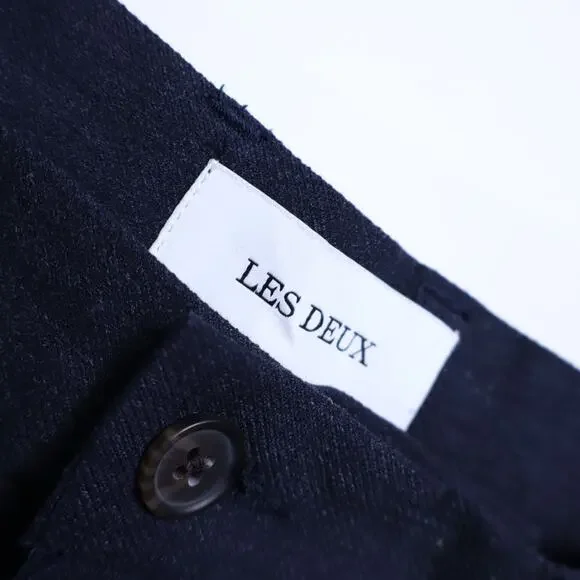 LES DEUX Como Reg Wool Suit Pants Dark Navy Melange Straight Fit Men's 31